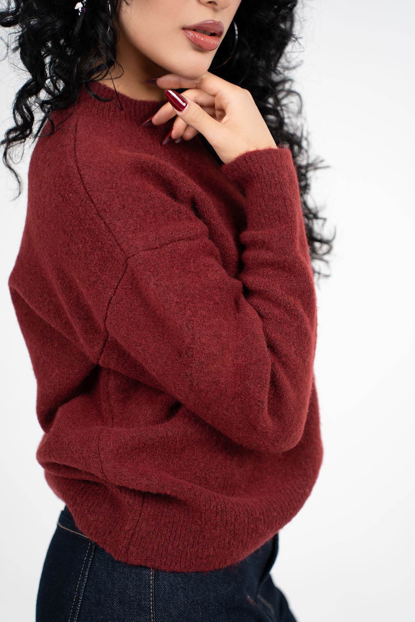 Bisiklet Yaka Bordo Kazak