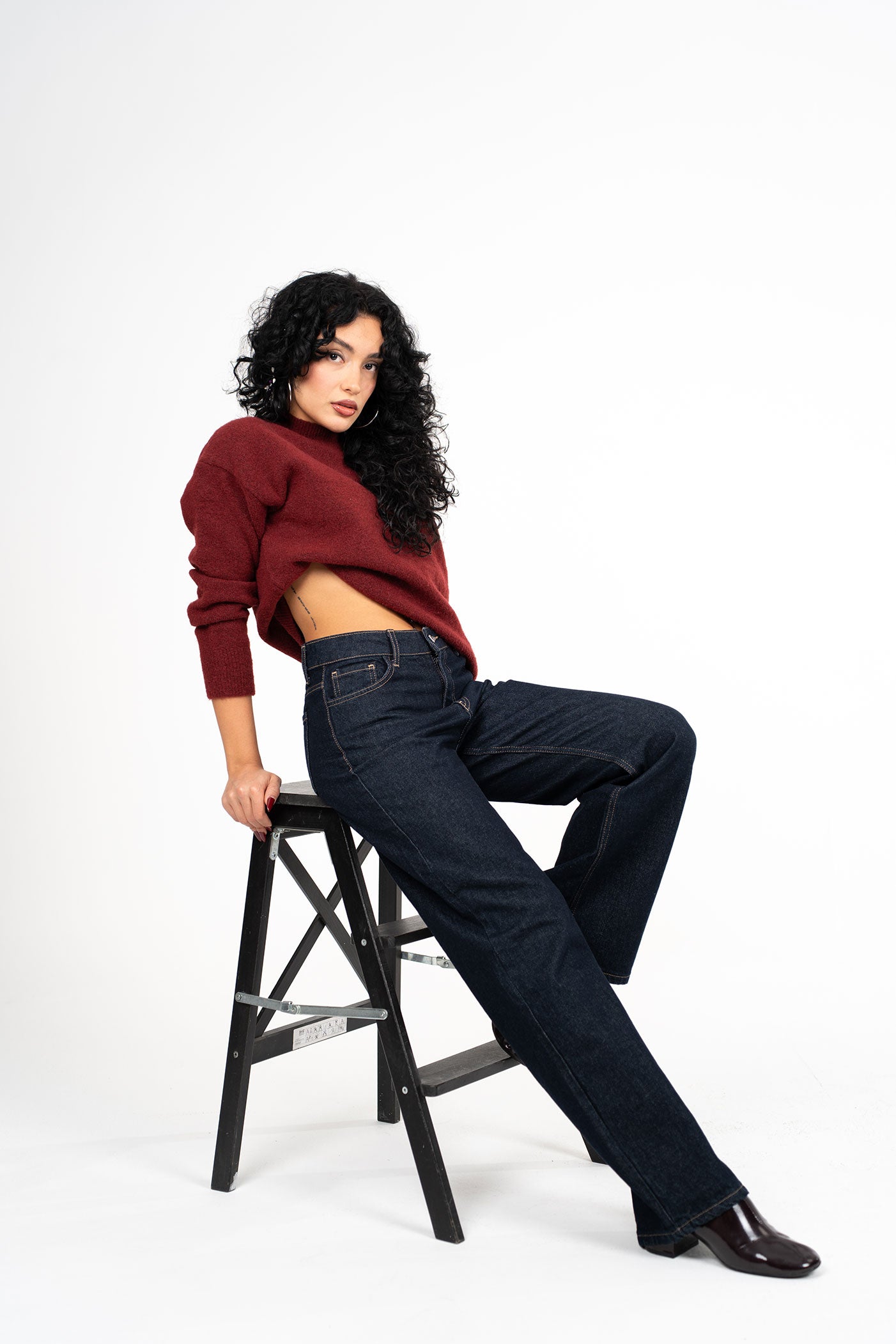 Yüksek Bel Düz Kesim Lacivert Kot Pantolon