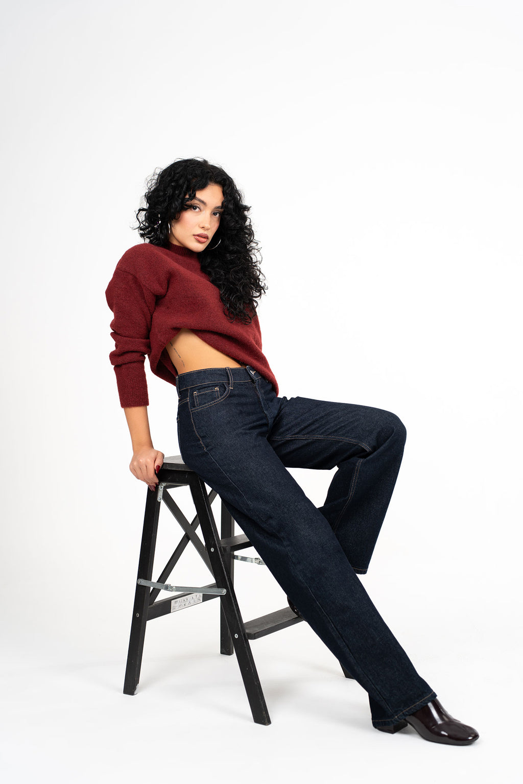 Bisiklet Yaka Bordo Kazak