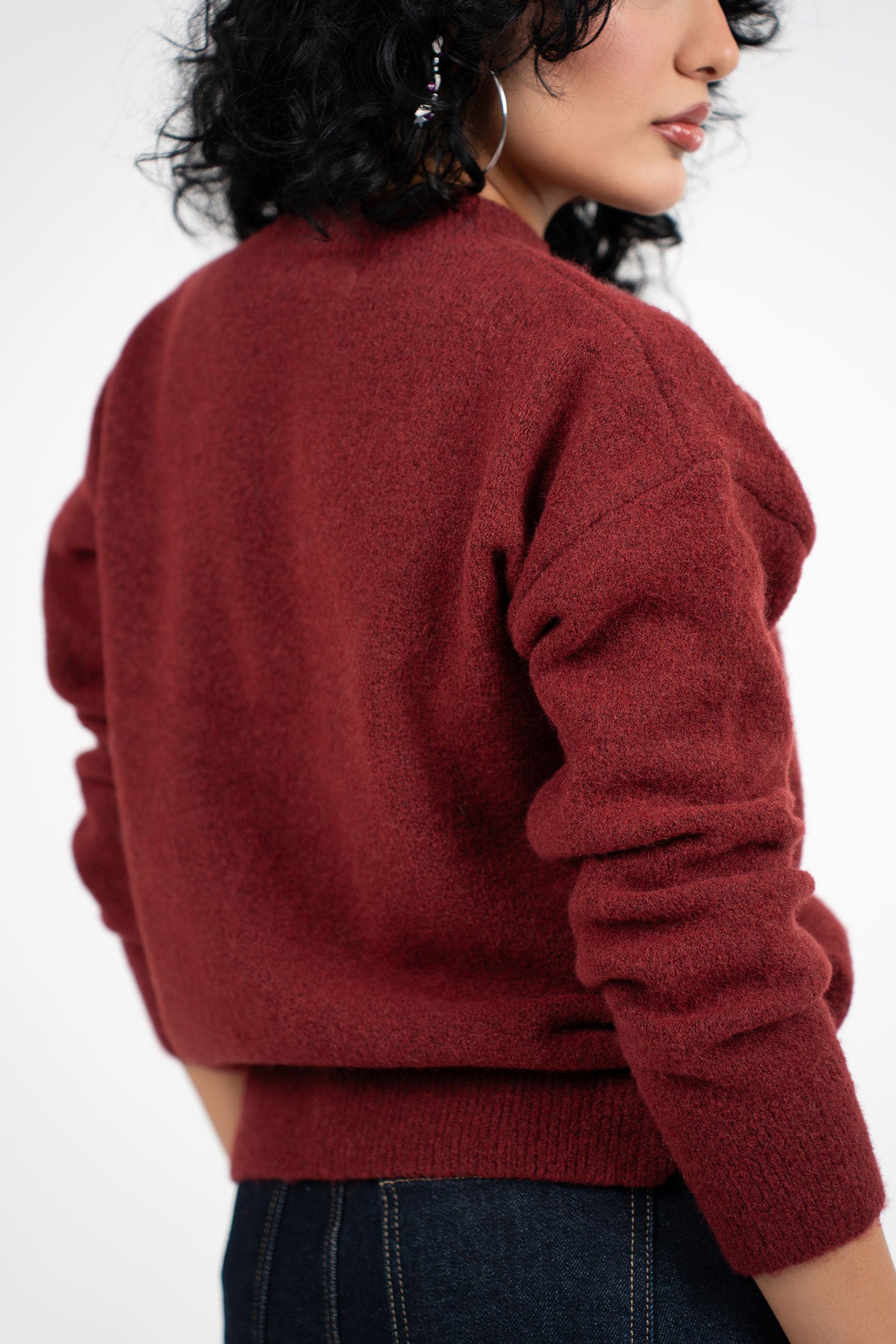 Bisiklet Yaka Bordo Kazak