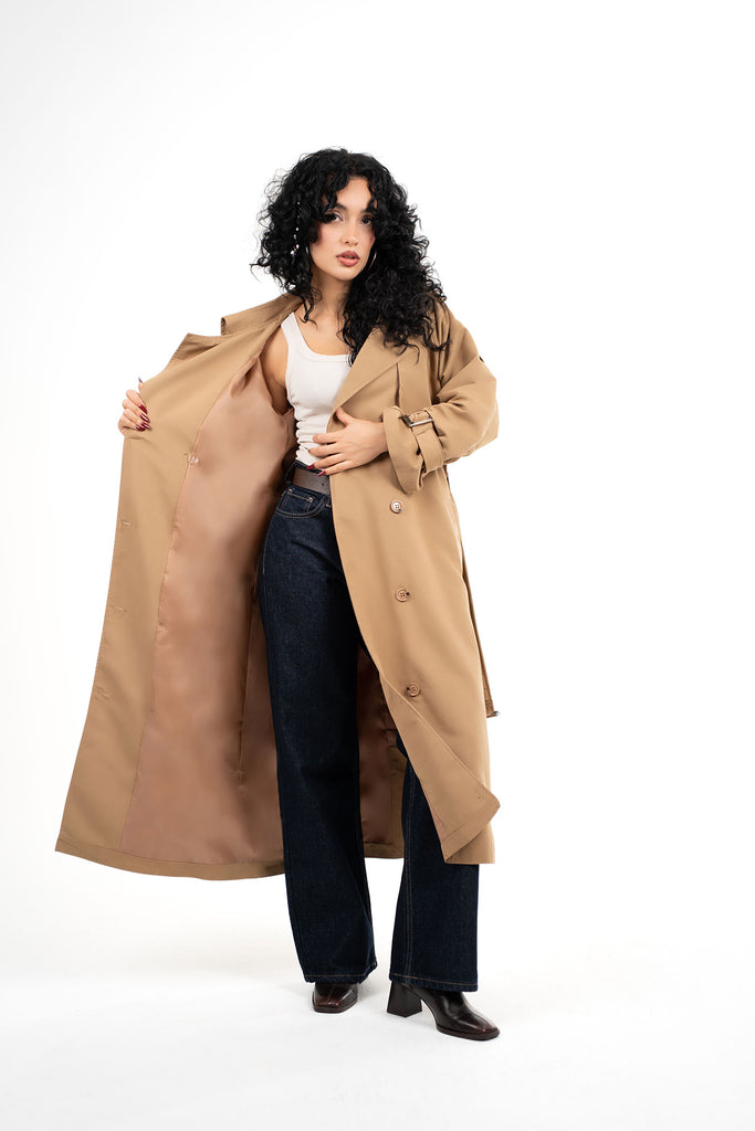 Oversize Camel Trençkot