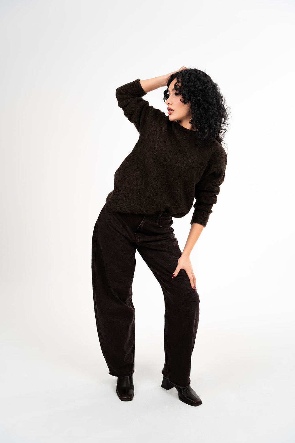 Bisiklet Yaka Koyu Haki Kazak