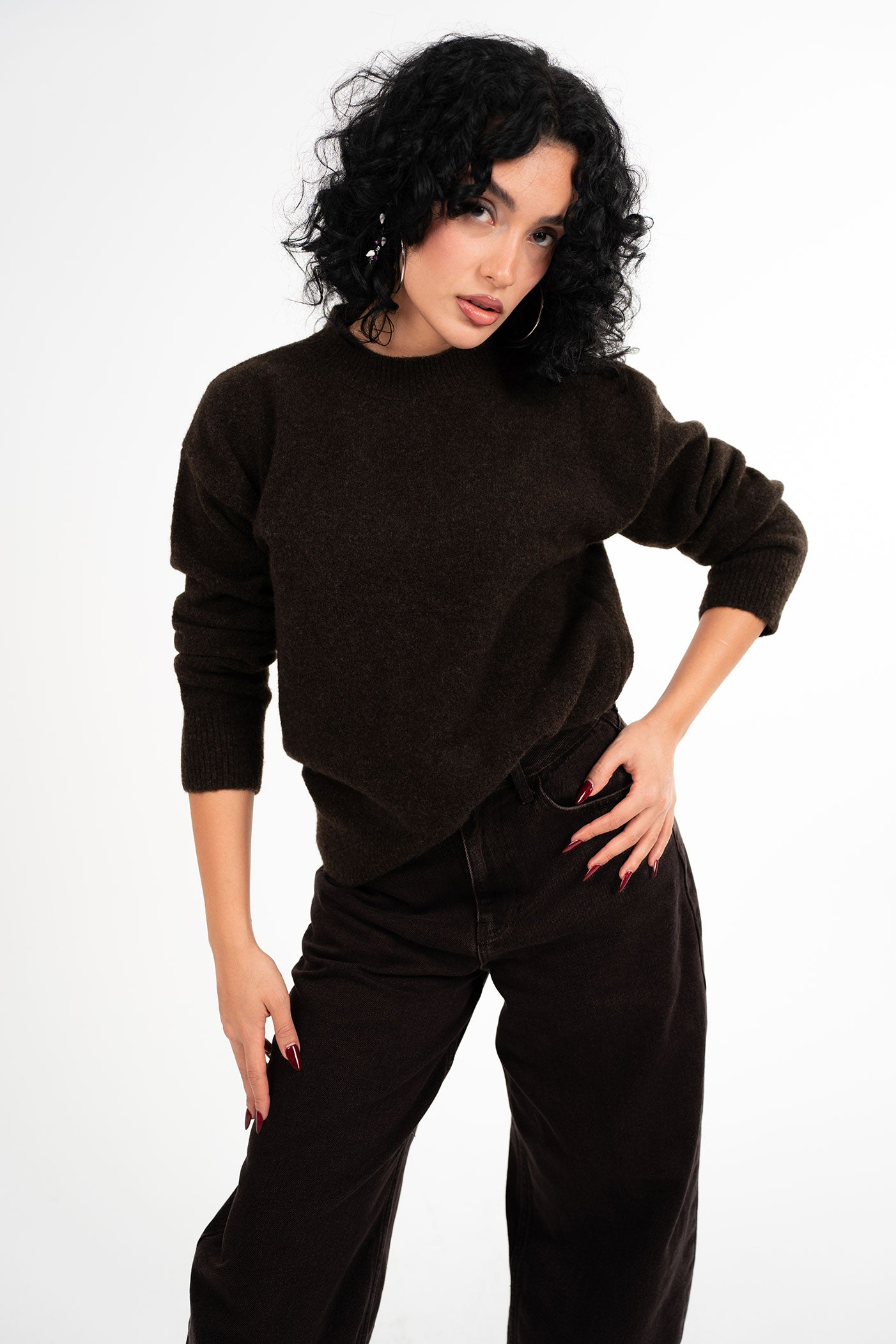 Bisiklet Yaka Koyu Haki Kazak