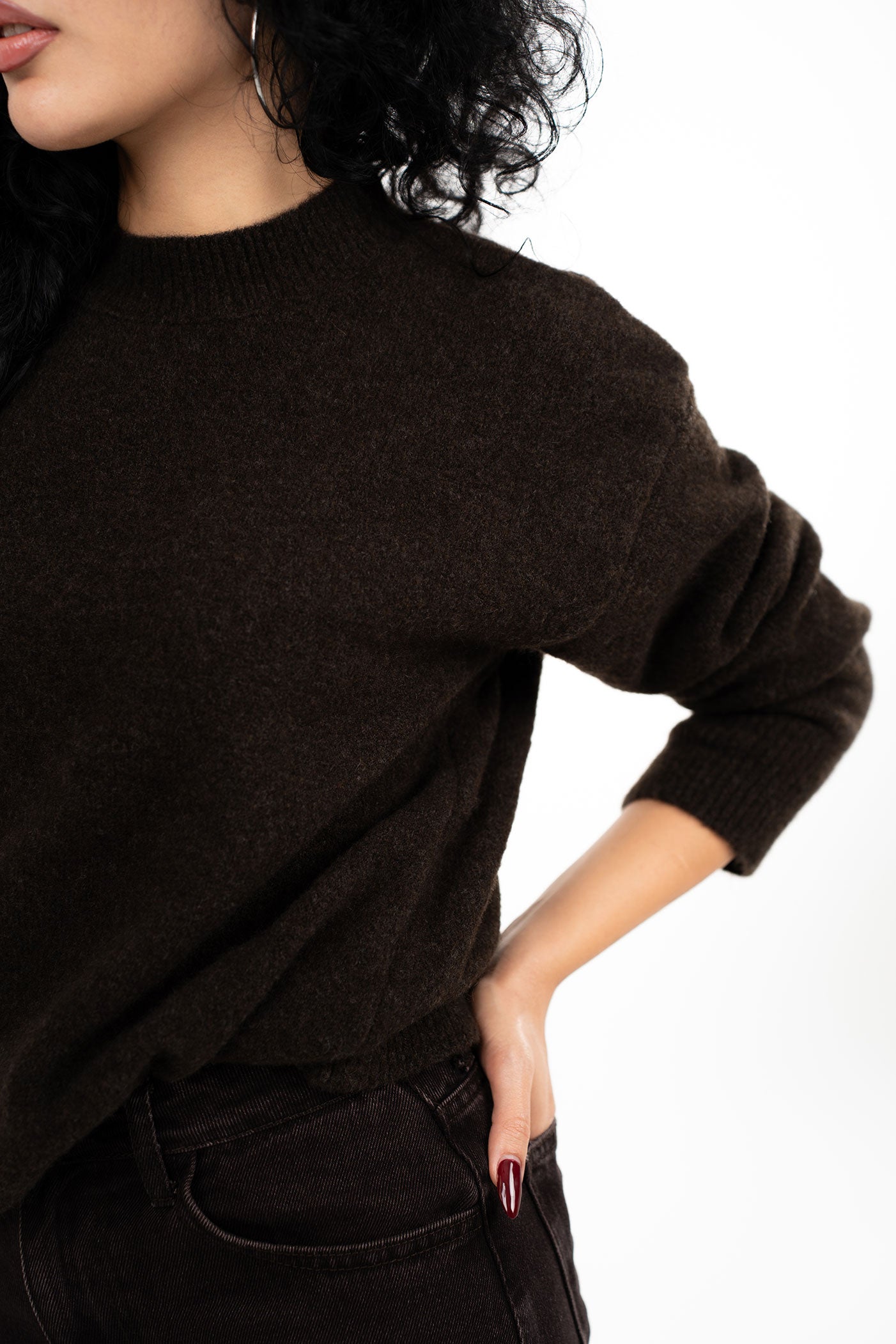 Bisiklet Yaka Koyu Haki Kazak