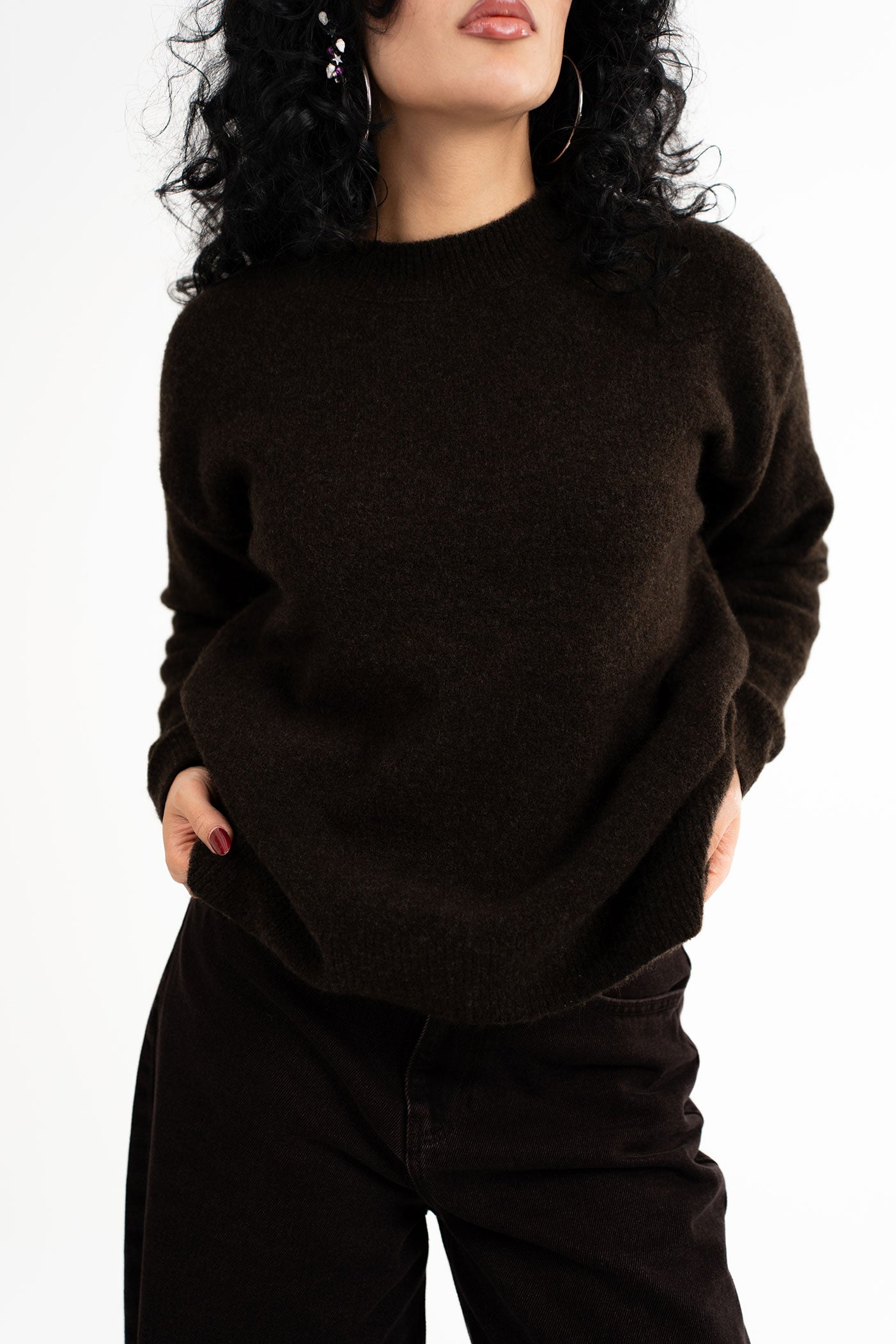 Bisiklet Yaka Koyu Haki Kazak