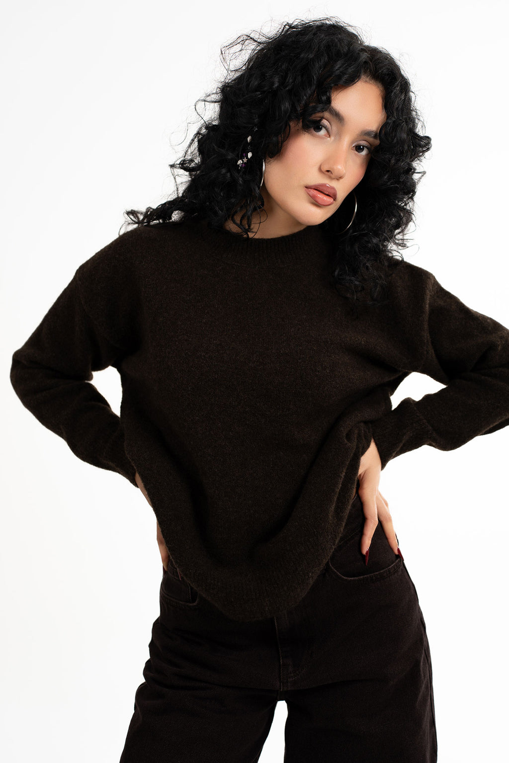 Bisiklet Yaka Koyu Haki Kazak