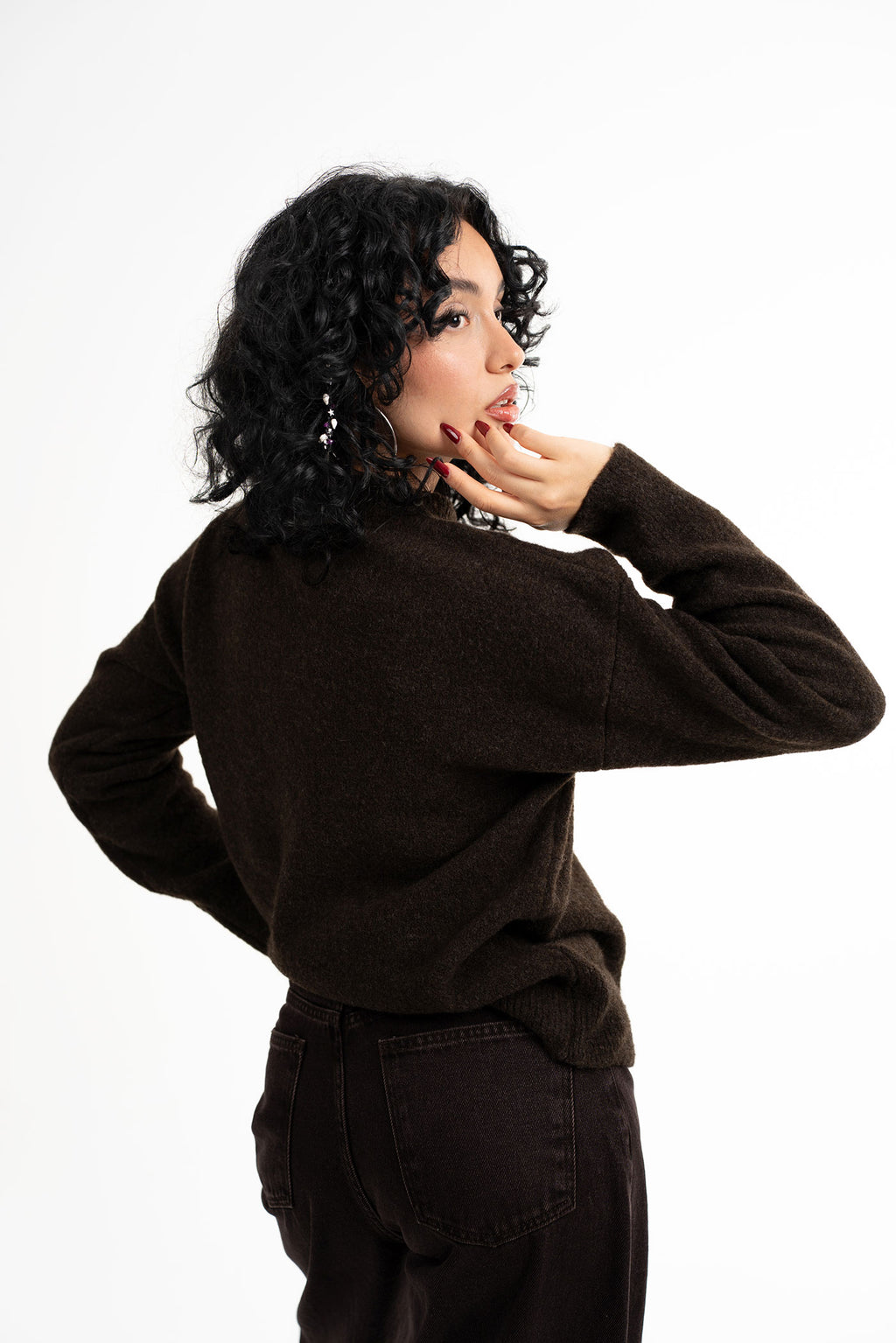 Bisiklet Yaka Koyu Haki Kazak