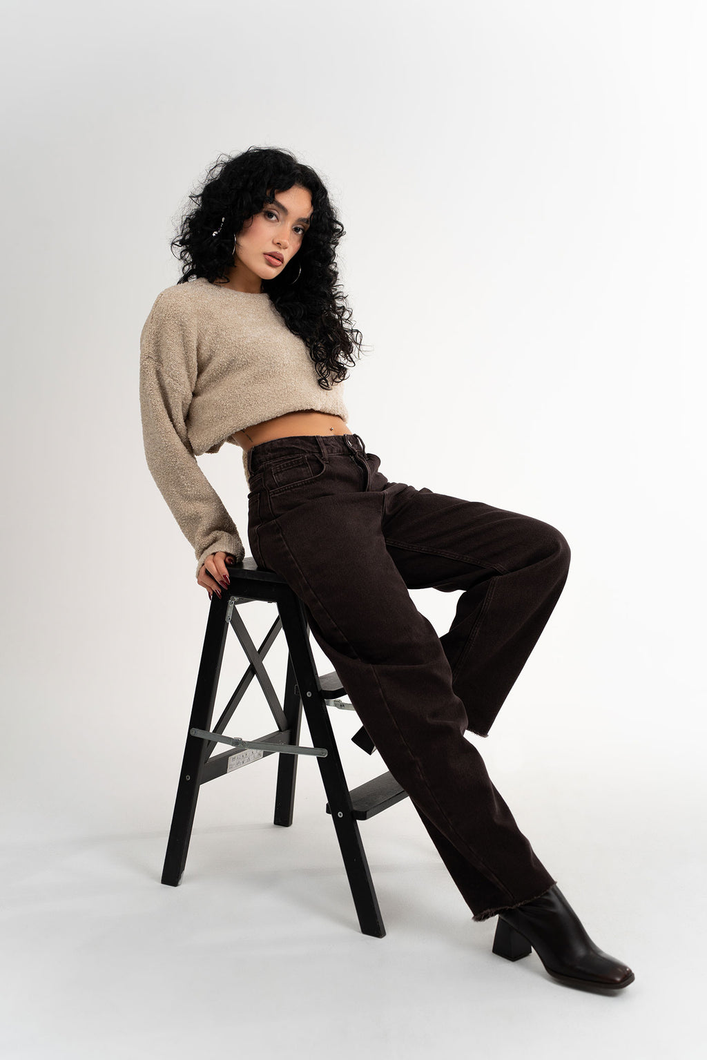 Bisiklet Yaka Yumuşak Dokulu Bej Kazak