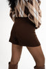 Yırtmaç Detaylı Kahverengi Şort Etek