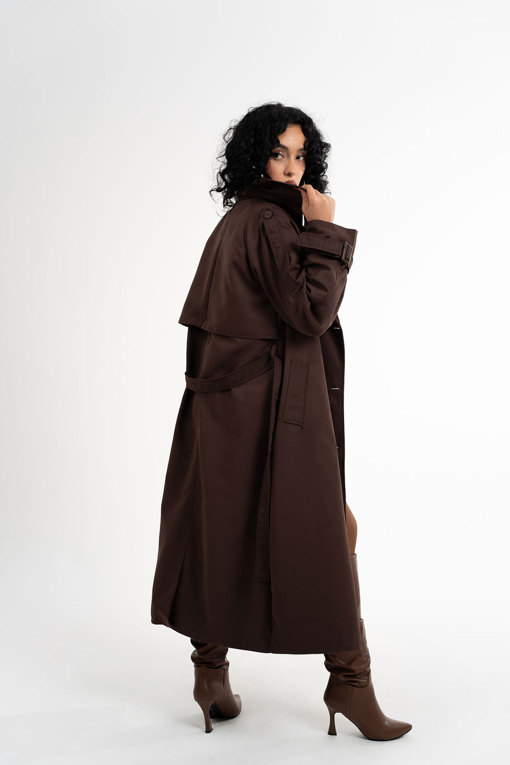 Oversize Acı Kahve Trençkot