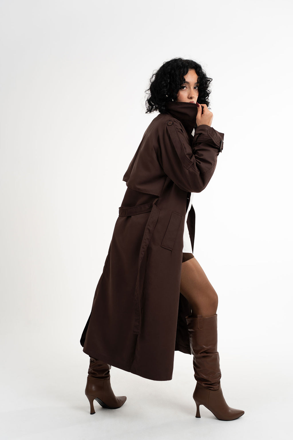 Oversize Acı Kahve Trençkot