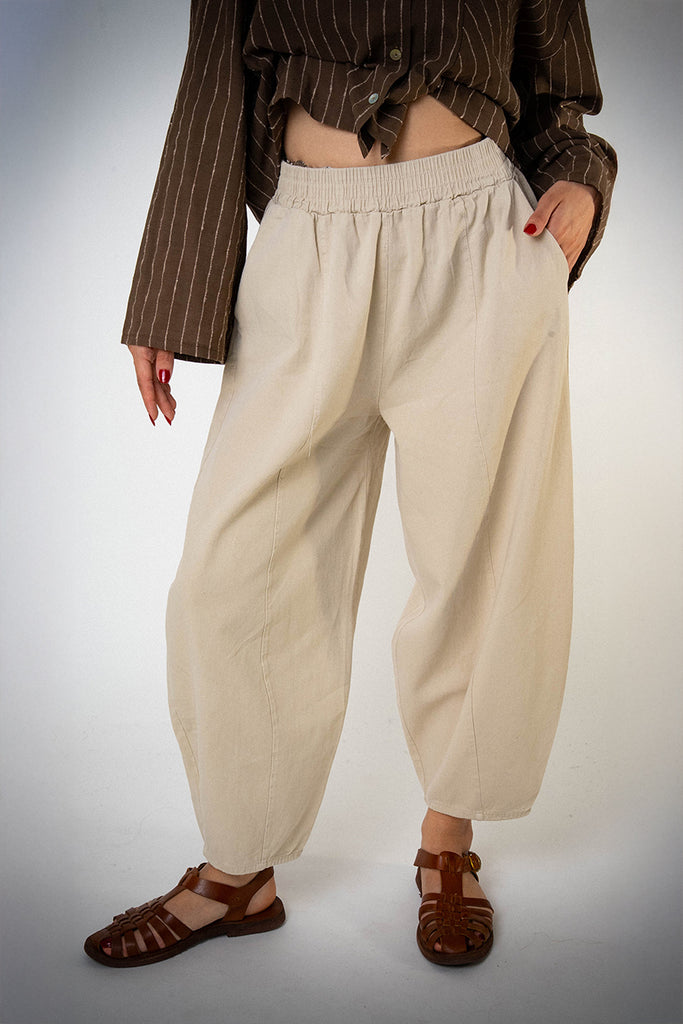 Bol Paça Bej Gabardin Şalvar