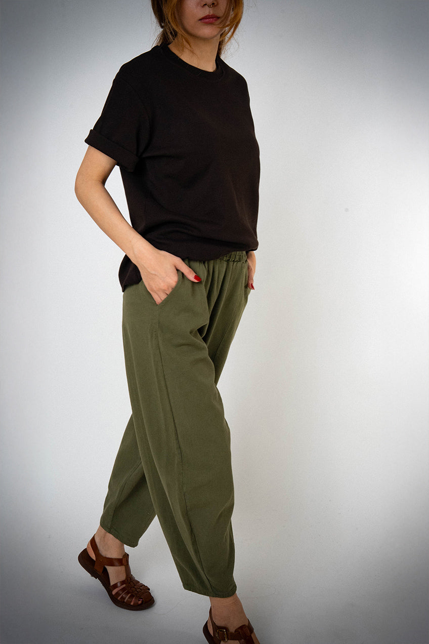 Bol Paça Haki Gabardin Şalvar