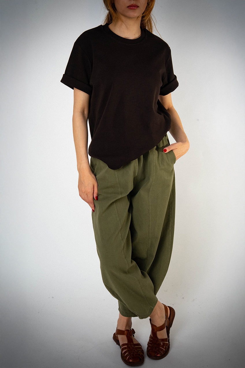 Bol Paça Haki Gabardin Şalvar