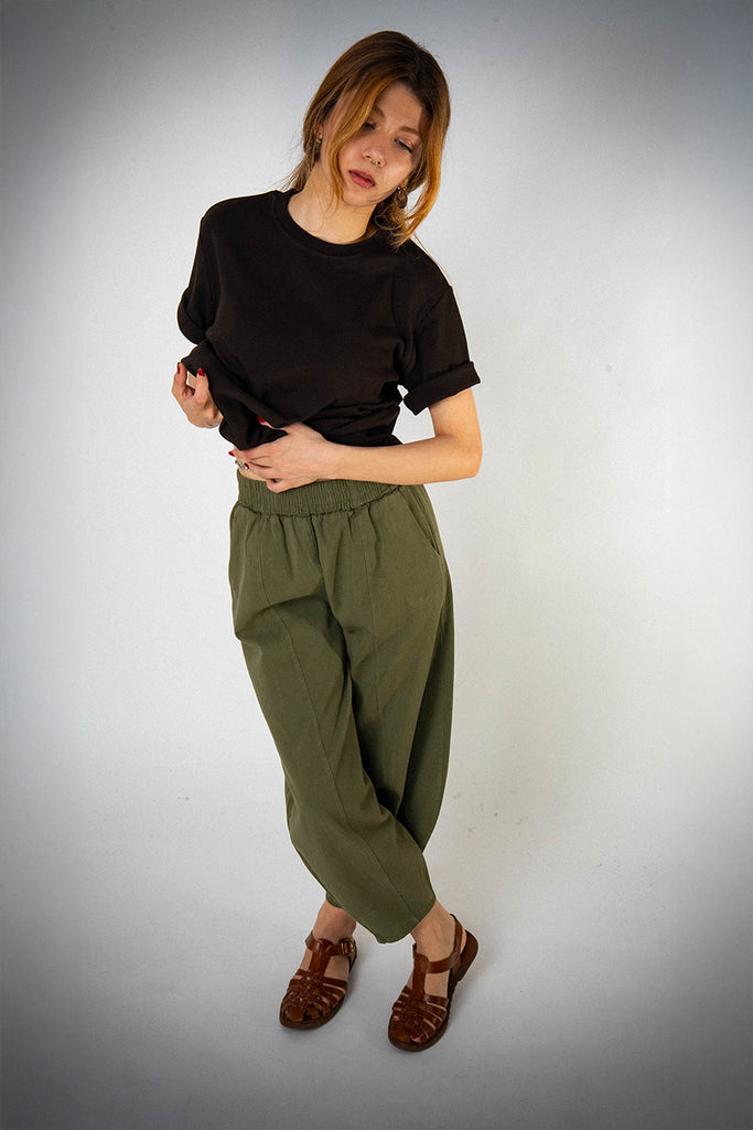 Bol Paça Haki Gabardin Şalvar