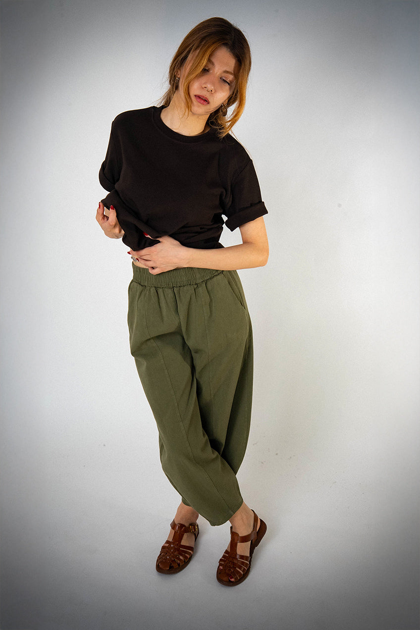 Bol Paça Haki Gabardin Şalvar