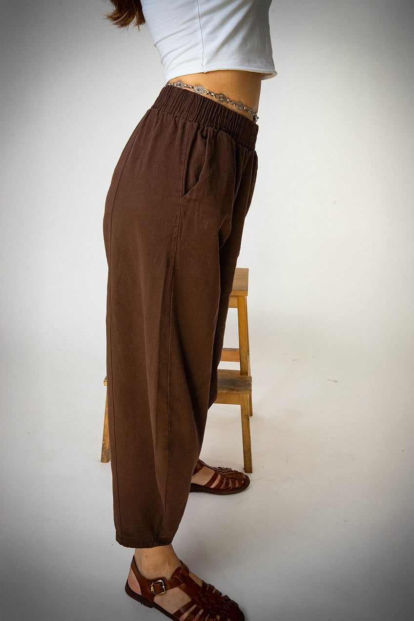 Bol Paça Kahverengi Gabardin Şalvar